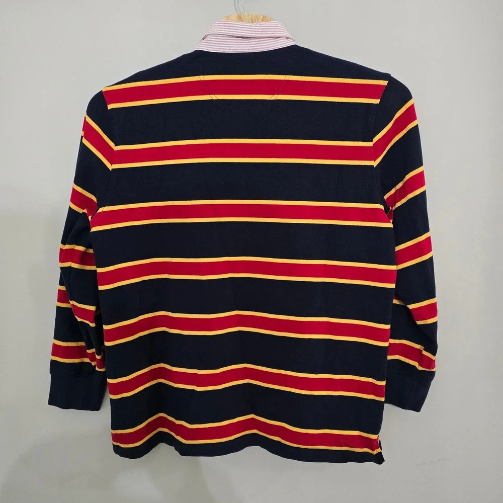 Brooks Brothers Mens XXL Striped Rugby Shirt Long‎ Sleeve Navy Red Yellow Cotton